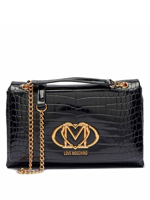LOVE MOSCHINO CROCO Convertible Sac bandoulière/épaule crocus noir - Sacs pour Femme