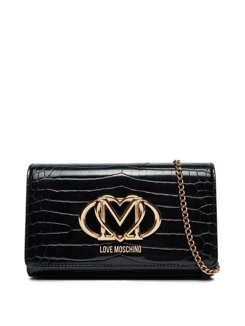 LOVE MOSCHINO CROCO Pochette à bandoulière crocus noir - Sacs pour Femme