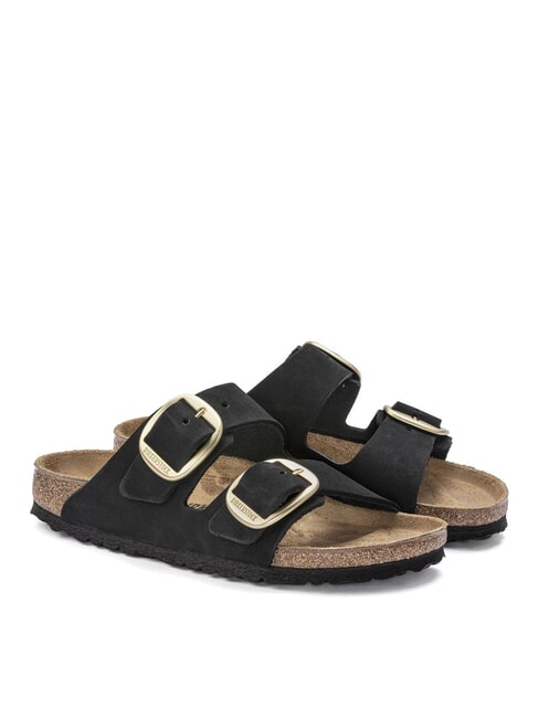 BIRKENSTOCK ARIZONA BIG BUCKLE Sandale pantoufle en cuir nubuck noir - Chaussures Femme