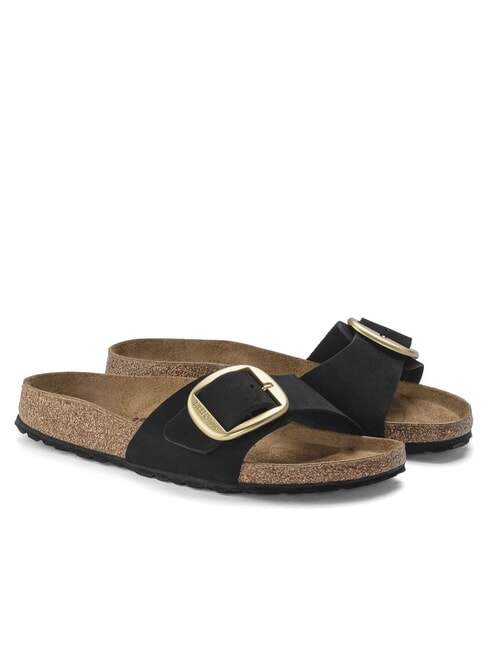 BIRKENSTOCK MADRID BIG BUCKLE Babouche en cuir nubuck noir - Chaussures Femme