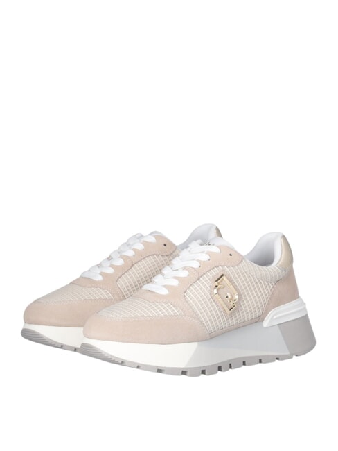 LIUJO AMAZING 25 Baskets en daim et mesh sable/or clair - Chaussures Femme