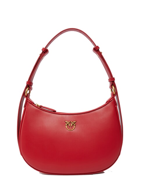 PINKO HALF MOON Sac bandoulière en cuir rouge-or antique - Sacs pour Femme