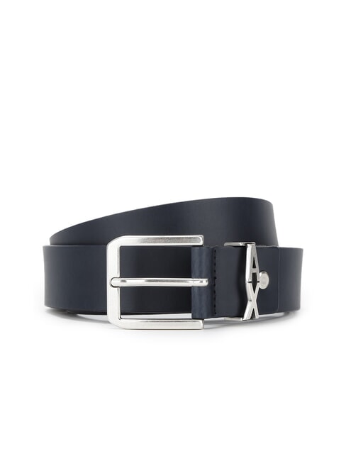 ARMANI EXCHANGE A|X METALLIC LOGO Ceinture en cuir, peut être raccourcie bleu marine - Ceintures