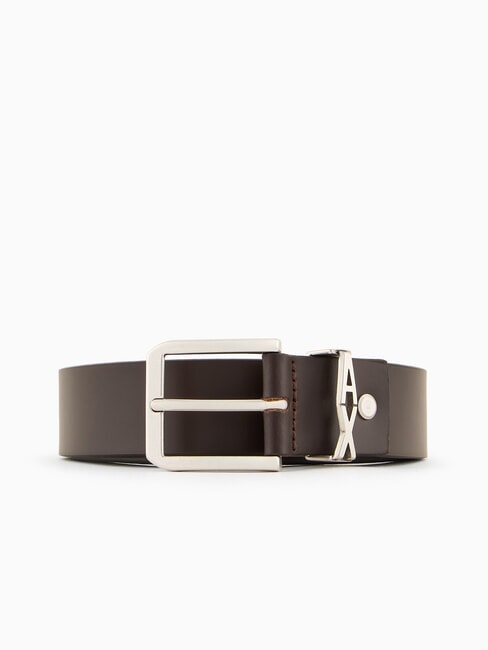 ARMANI EXCHANGE A|X METALLIC LOGO Ceinture en cuir, peut être raccourcie tête brun foncé - Ceintures