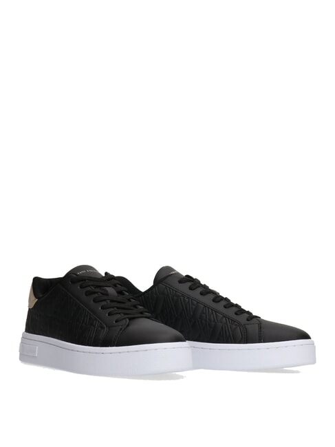 ARMANI EXCHANGE AX LOGO EMBOSSED Baskets noir + or pâle - Chaussures Femme
