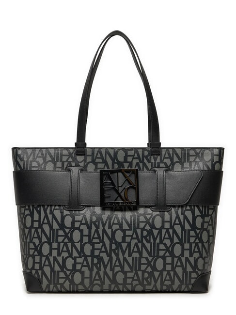 ARMANI EXCHANGE SUSIE Sac cabas à logo intégral beige/noir - Sacs pour Femme