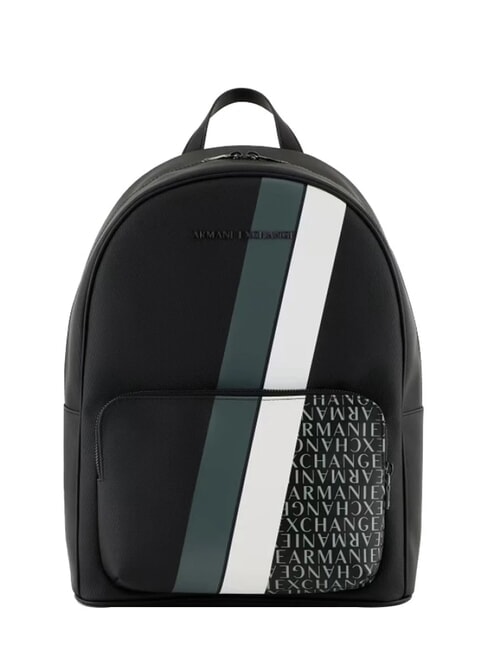 ARMANI EXCHANGE A|X STRIPES MONOGRAM Sac à dos pour ordinateur portable 13" noir / vert agave - Sacs à dos pour ordinateur portable