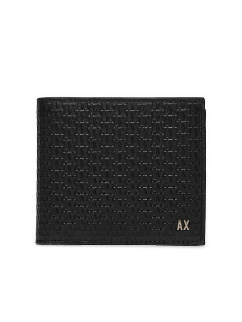 ARMANI EXCHANGE A|X LOGO EMBOSSED Portefeuille cc en cuir Noir - Portefeuilles Homme