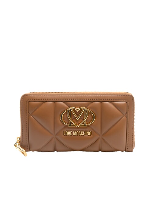 LOVE MOSCHINO GEOMETRIC Grand portefeuille zippé autour chameau - Portefeuilles Femme