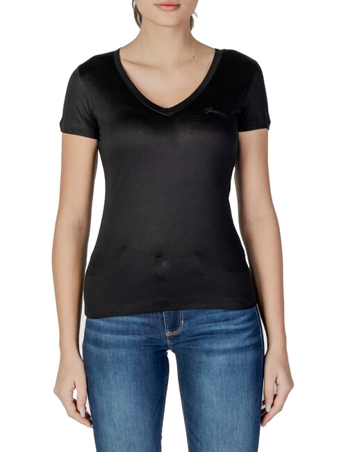 GUESS VN SS LIGHT BASIC T-shirt doux col V jetbla - T-shirt