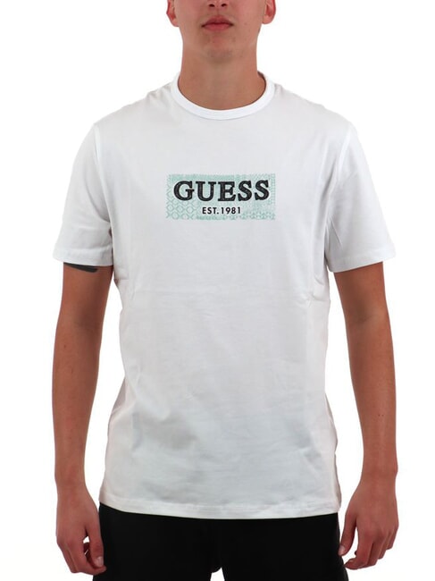 GUESS SS CN BOX T-shirt avec logo imprimé blanc pur - T-shirt