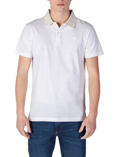 GUESS NOLAN SS Polo stretch à manches courtes blanc pur - chemise polo