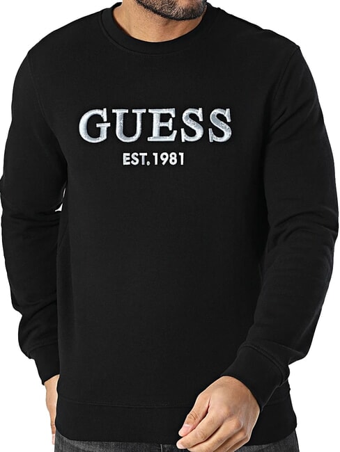 GUESS BEAU Sweat-shirt à col rond avec logo brodé jetbla - Pulls molletonnés