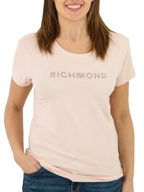 JOHN RICHMOND MECHI T-shirt stretch logo strass poudre - T-shirt