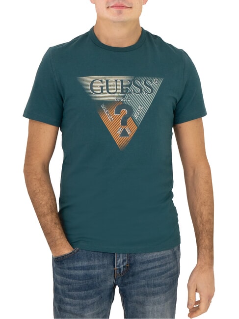 GUESS SS CN TRIANGLE T-shirt à manches courtes vraie sarcelle - T-shirt