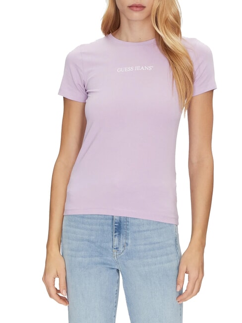GUESS JEANS SLIM LOGO T-shirt extensible coupe slim fleur lilas - T-shirt