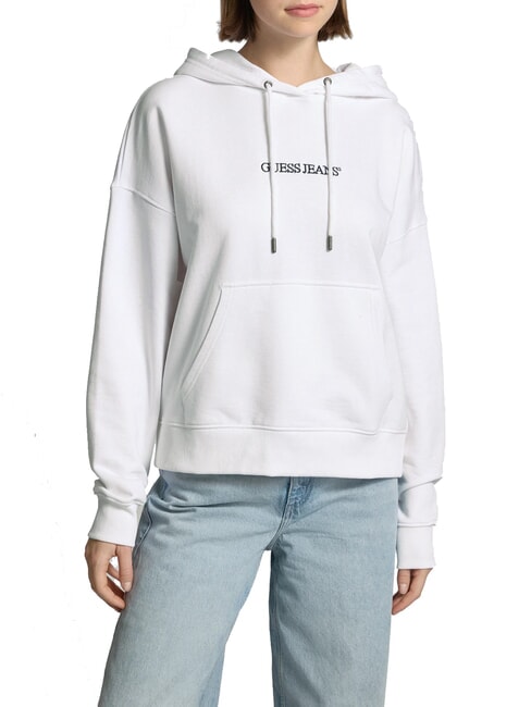 GUESS JEANS EMBRO Sweatshirt à capuche blanc pur - Sweat-shirts pour femmes