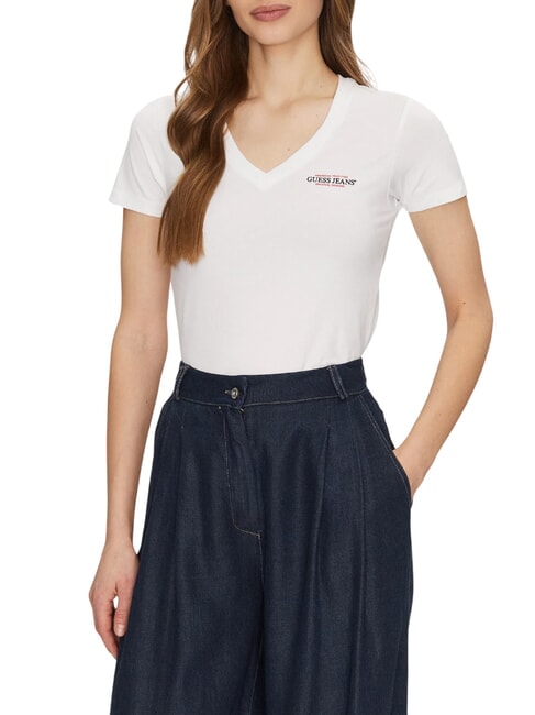 GUESS JEANS SS VN SLIM T-shirt en coton blanc pur - T-shirt