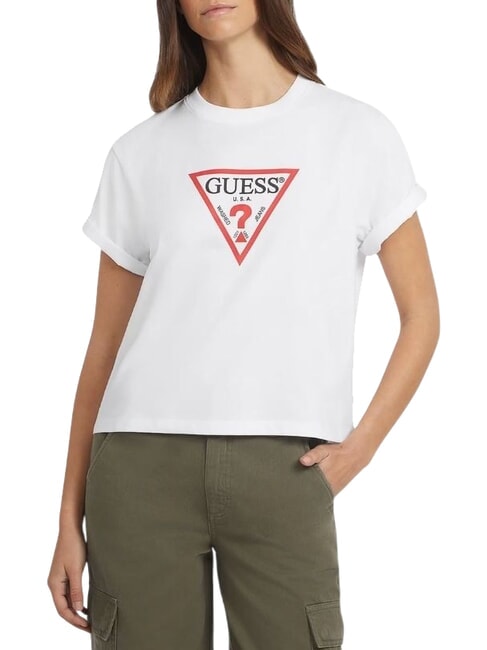 GUESS JEANS SS CN BOXY ICONIC  T-shirt en coton blanc pur - T-shirt