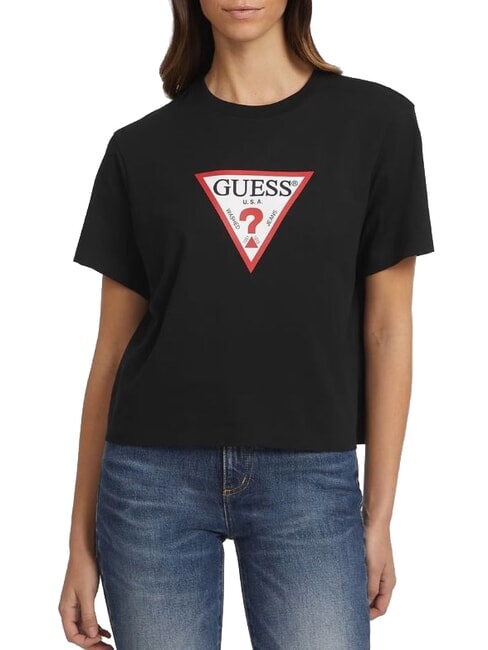 GUESS JEANS SS CN BOXY ICONIC  T-shirt en coton jetbla - T-shirt