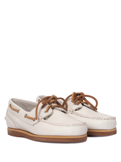 TIMBERLAND CLASSIC BOAT  Chaussures bateau en cuir blanc pleine fleur - Chaussures Femme