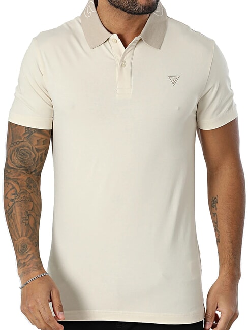 GUESS NOLAN SS Polo stretch à manches courtes sable de la station - chemise polo