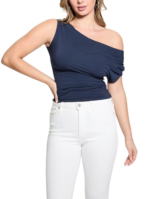 GUESS SS DOLMAN OFF MIRAYA  T-shirt à une épaule bleu noirci - T-shirt