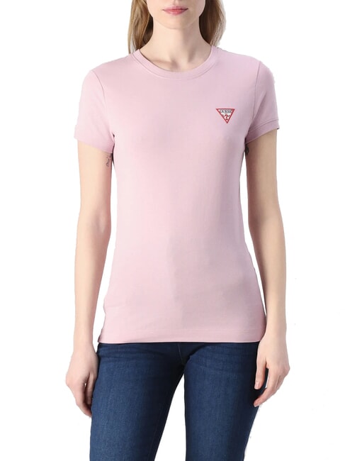GUESS MINI TRIANGLE T-shirt coupe slim crème lilas - T-shirt