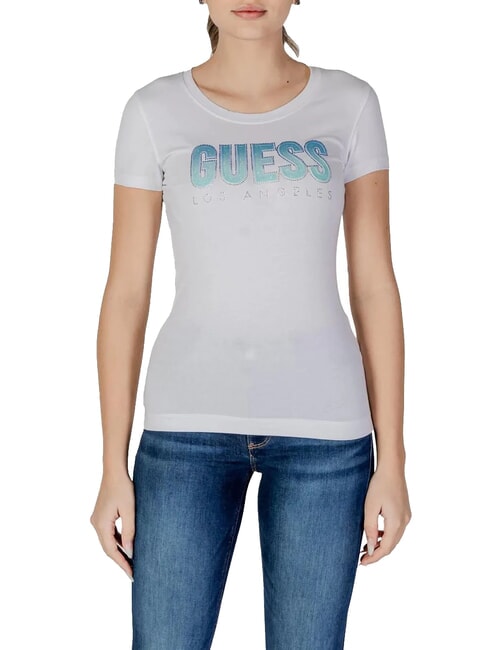 GUESS CN SS GLITTER  T-shirt en coton blanc pur - T-shirt