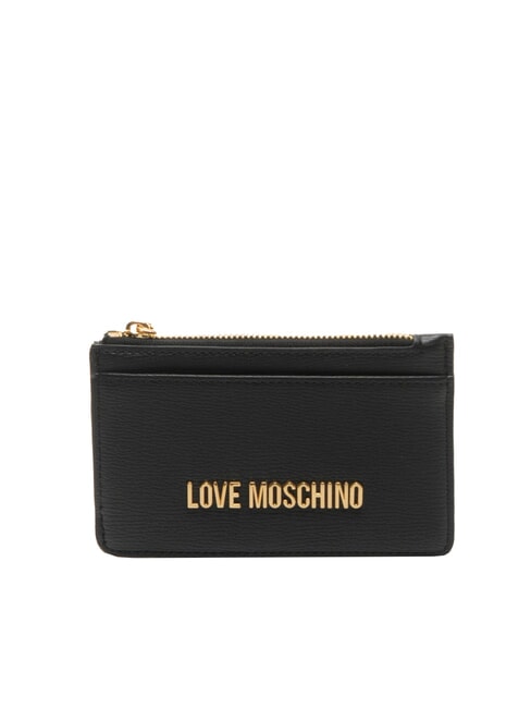 LOVE MOSCHINO METALLIC LOGO Porte-cartes plat avec porte-monnaie Noir - Portefeuilles Femme