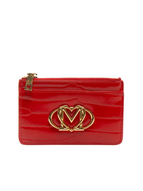 LOVE MOSCHINO CROCO PRINTED Porte-cartes plat avec zip rouge - Portefeuilles Femme