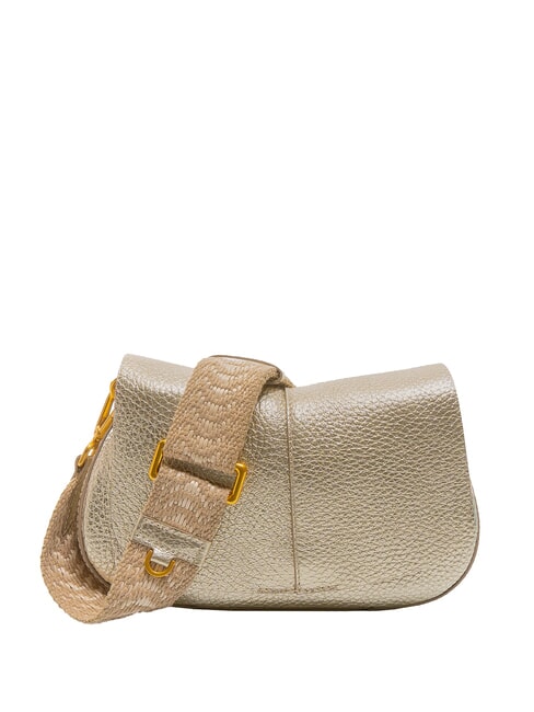 GIANNI CHIARINI HELENA ROUND Sac en cuir avec double bandoulière or clair - Sacs pour Femme