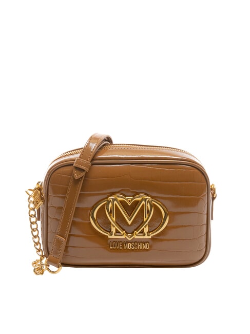 LOVE MOSCHINO CROCO PRINTED Sac bandoulière pour appareil photo chameau2 - Sacs pour Femme