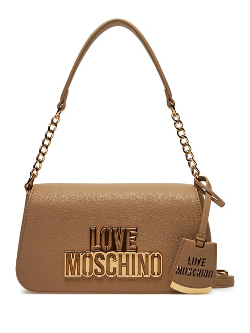 LOVE MOSCHINO METALLIC LOGO Sac bandoulière avec bandoulière crème - Sacs pour Femme