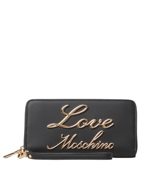 LOVE MOSCHINO GOLD LETTERING Portefeuille zippé Noir - Portefeuilles Femme
