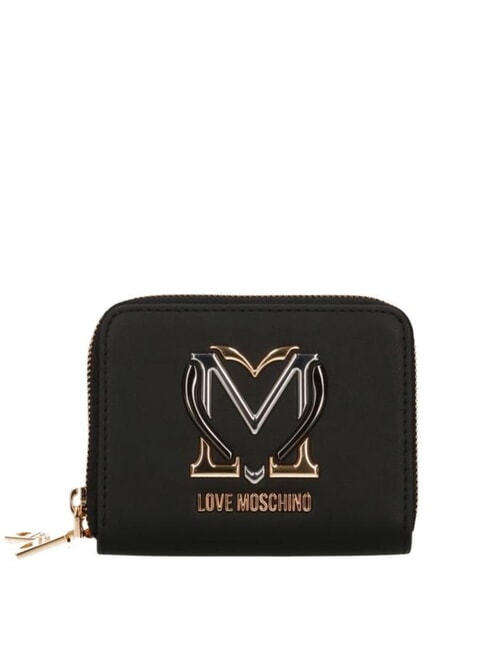LOVE MOSCHINO GOLDEN HEART Portefeuille zippé moyen Noir - Portefeuilles Femme