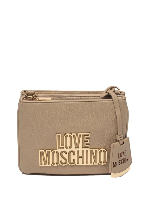 LOVE MOSCHINO METALLIC LOGO Sac à bandoulière crème - Sacs pour Femme