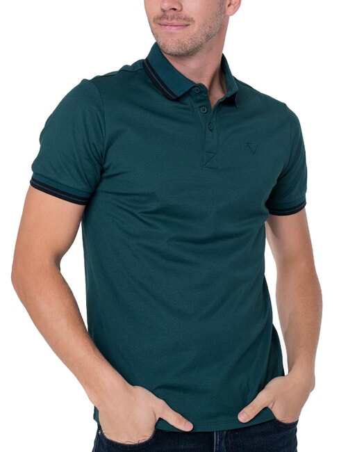 GUESS PIQUE Polo stretch à manches courtes jade foncé - chemise polo