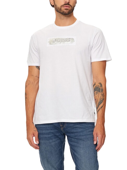 GUESS METALLIC LOGO T-shirt avec imprimé en relief blanc pur - T-shirt