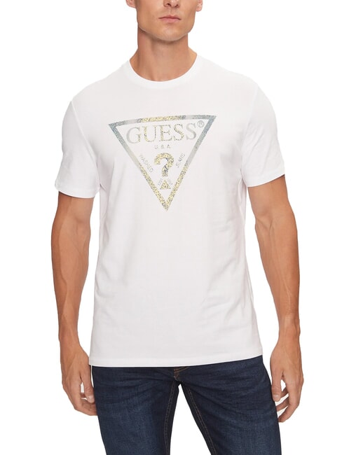 GUESS TRIANGLE T-shirt avec maxi imprimé blanc pur - T-shirt