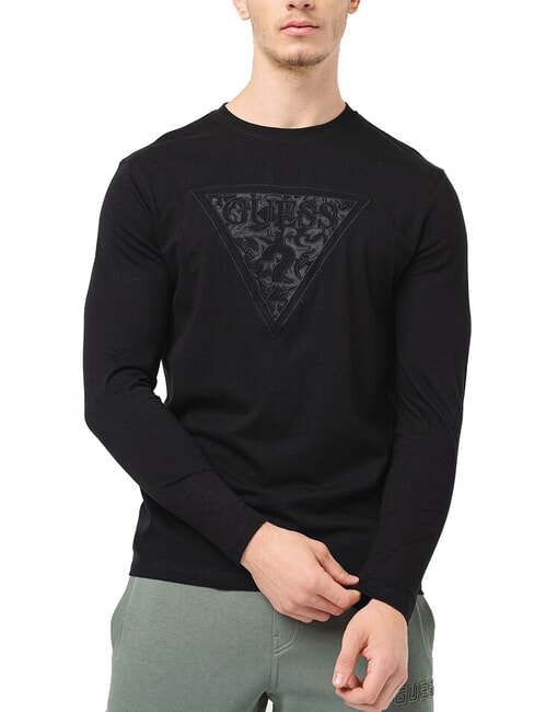 GUESS TRIANGLE Chemise à manches longues avec patch jetbla - Pulls pour hommes