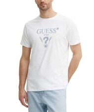 GUESS TRIANGLE T-shirt en coton avec imprimé blanc pur - T-shirt - 1