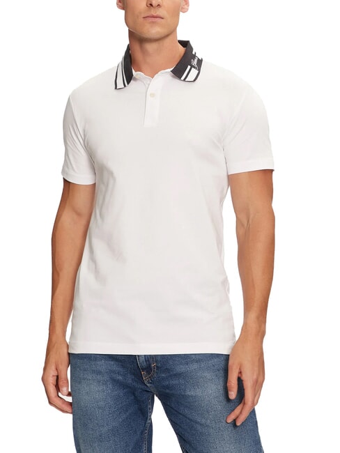 GUESS NOLAN Polo manches courtes col rayé blanc pur - chemise polo