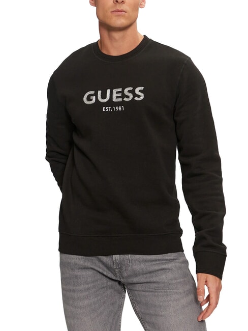 GUESS BOX Sweat-shirt avec logo brodé métallisé jetbla - Pulls molletonnés