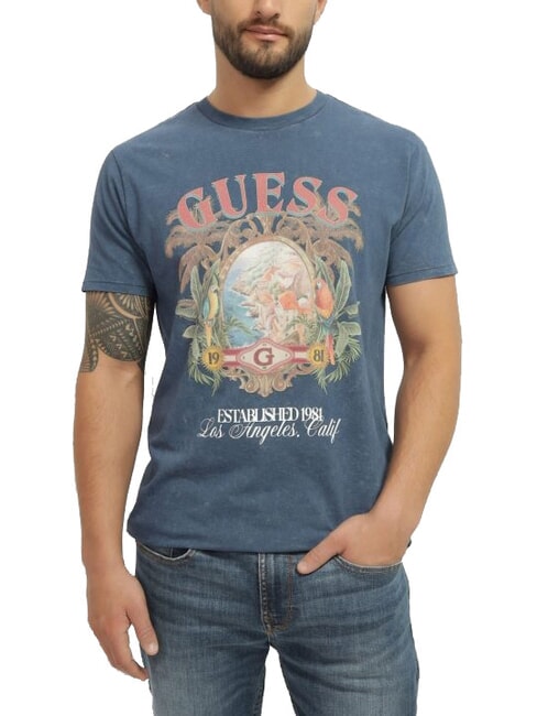 GUESS RESORT T-shirt imprimé fanion bleu multi - T-shirt