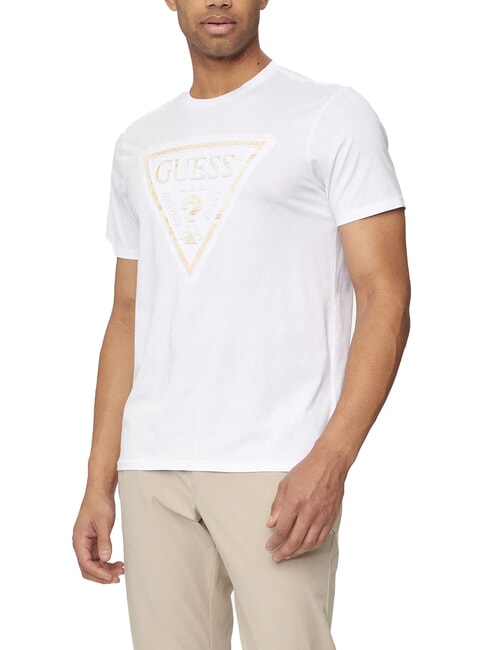 GUESS PATCHWORK T-shirt imprimé blanc pur - T-shirt