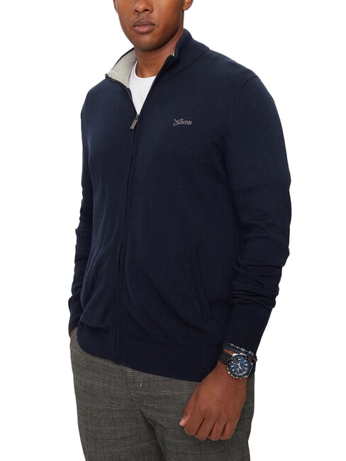 GUESS DARREL Cardigan col montant entièrement zippé smartblue - Pulls pour hommes