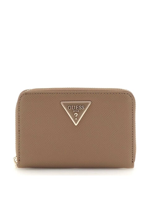 GUESS LAUREL  Portefeuille moyen zippé autour taupe foncé - Portefeuilles Femme