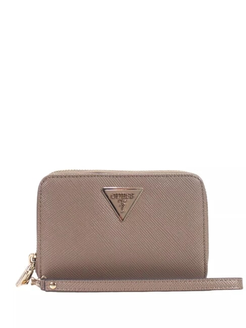 GUESS LAUREL Portefeuille moyen zippé autour taupe foncé - Portefeuilles Femme