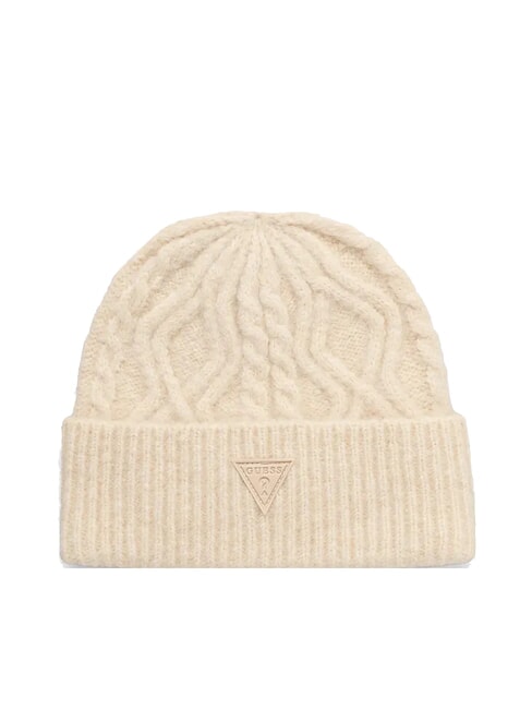 GUESS KNITTED Chapeau tressé avec revers ivoire - Bonnets